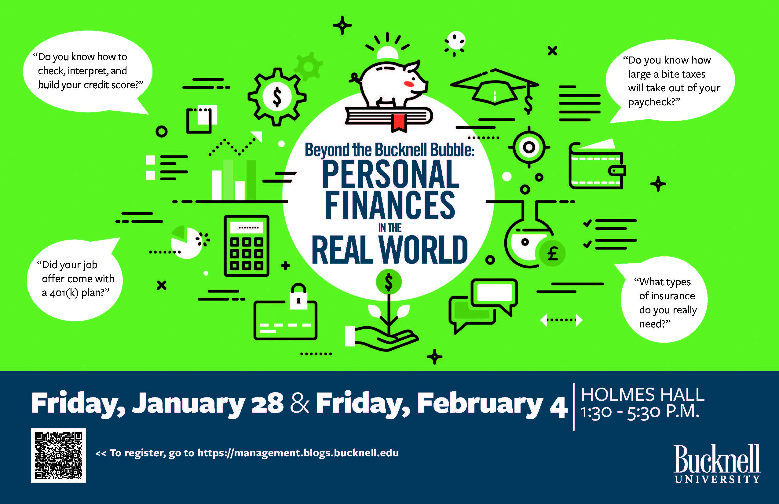 Register NOW: Beyond the Bucknell Bubble Personal Finance Seminar Jan 28 and Feb 4, 2022