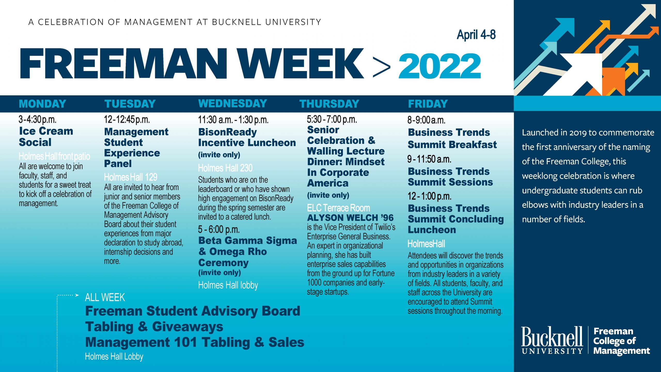 Freeman Week, a celebration of management, April 4-8, 2022