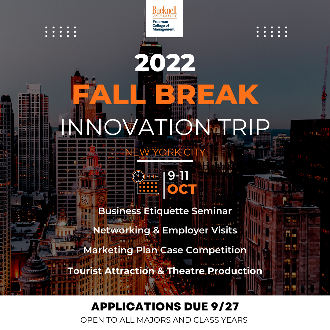 Fall Break Innovation Trip 2022–Applications due September 27