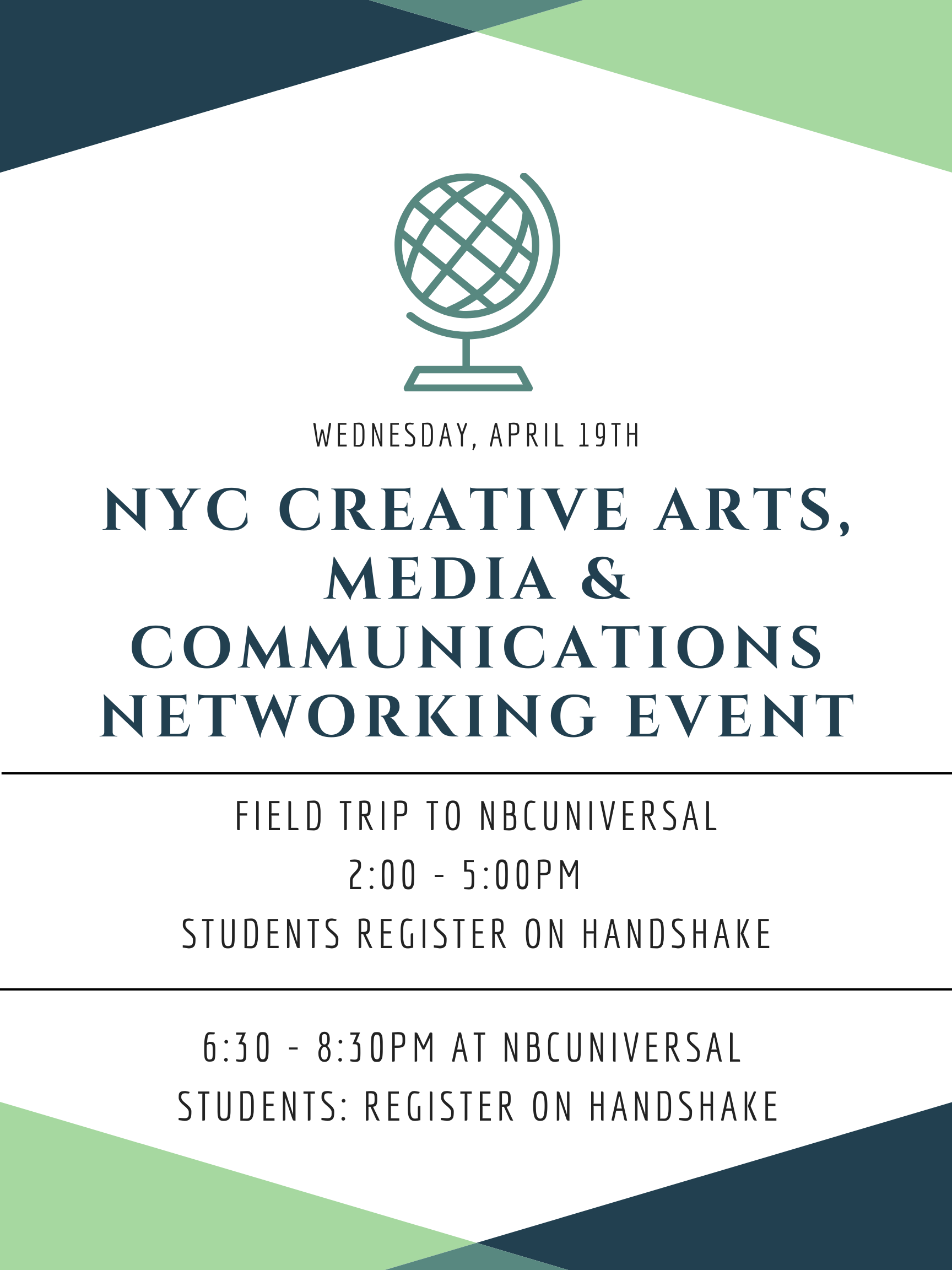 NYC Creative Arts, Media & Communications Networking Event, April 19th