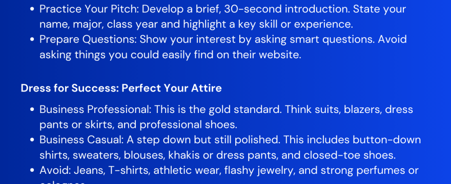 Prepare for Career Fair & Perfect your attire…Holmes Hall Tabling