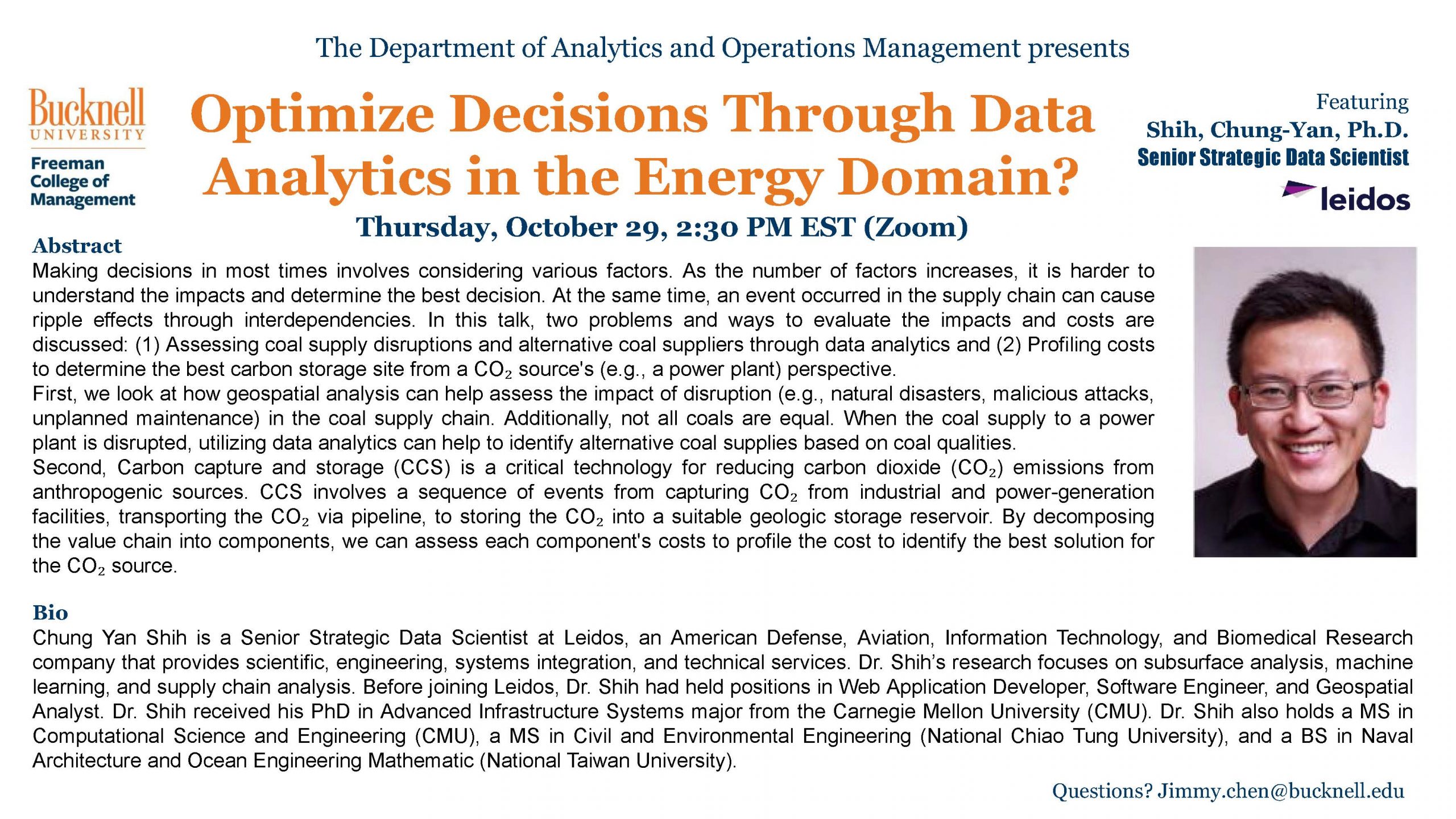 Thursday, October 29, 2:30pm: Optimize Decisions Through Data Analytics in the Energy Domain