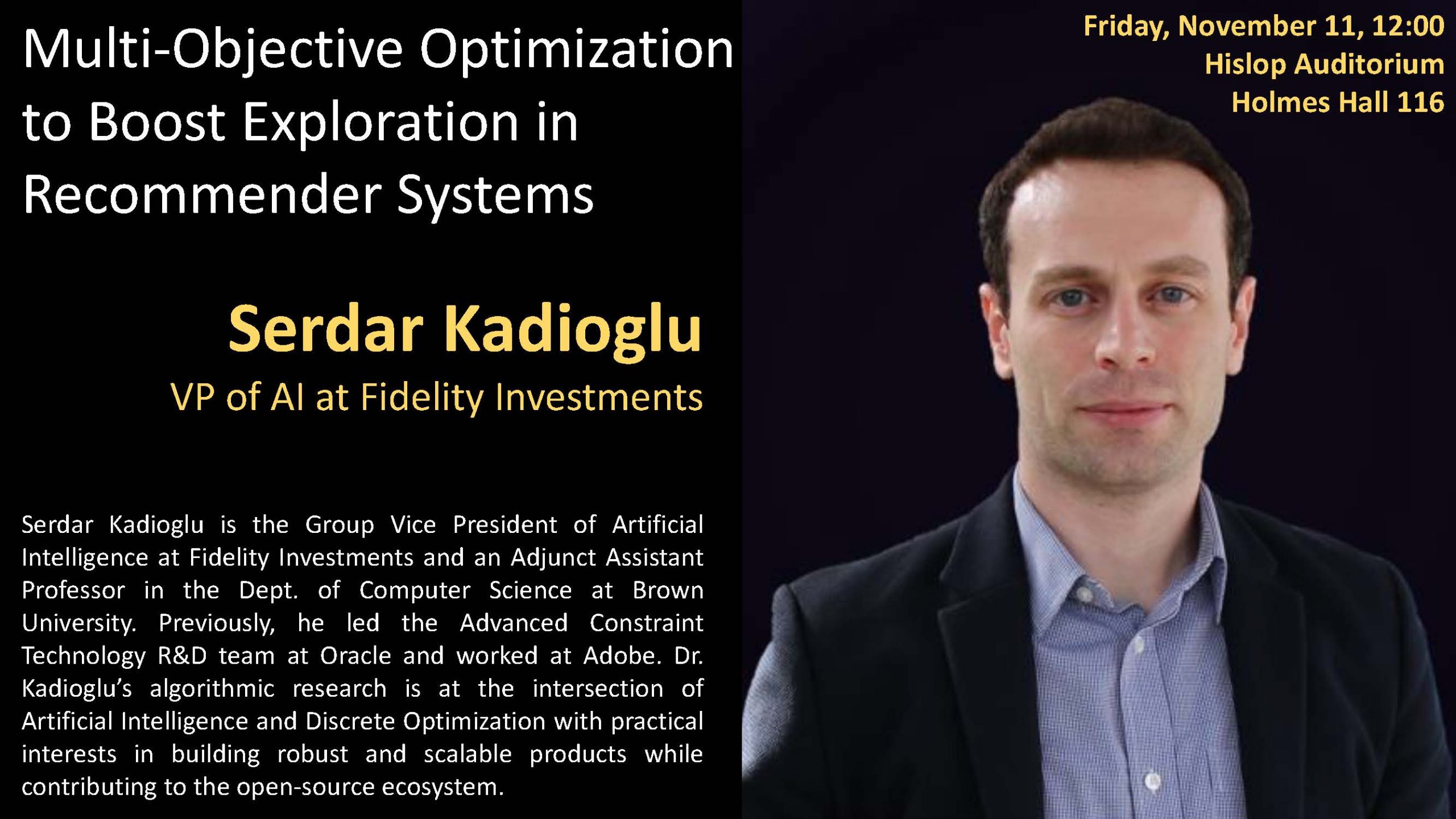 Serdar Kadioglu to speak Friday, November 11th