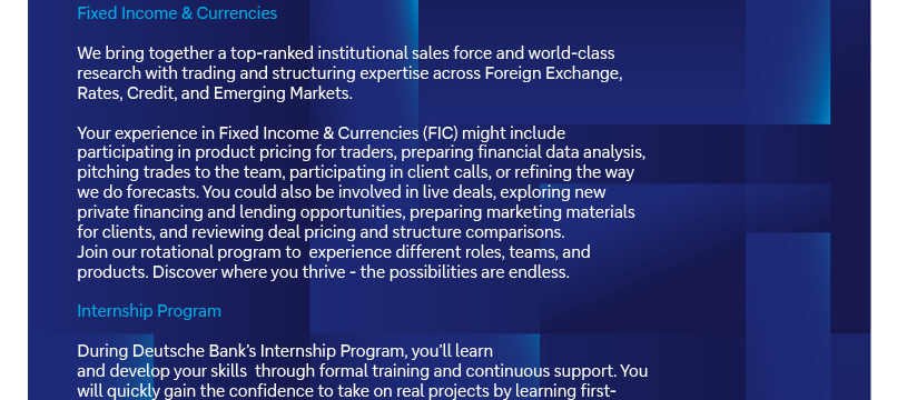 Deutsche Bank 2026 FIC NY Internship