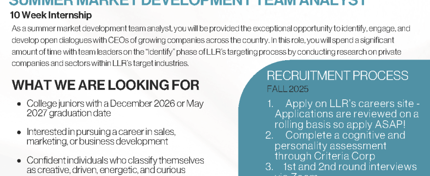 LLR Partners Internship Opportunity