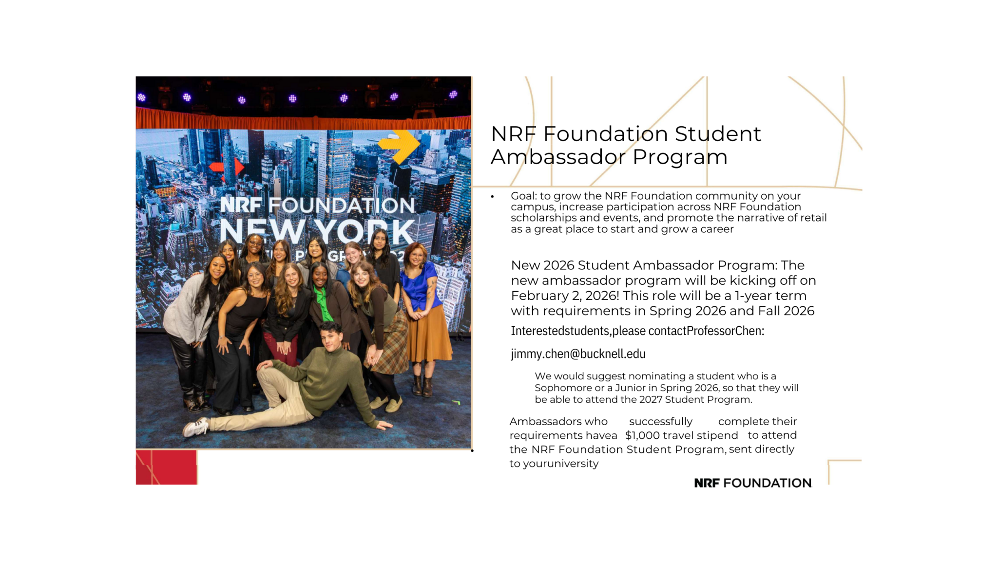 National Retail Foundation Student Ambassador Program–contact Professor ...